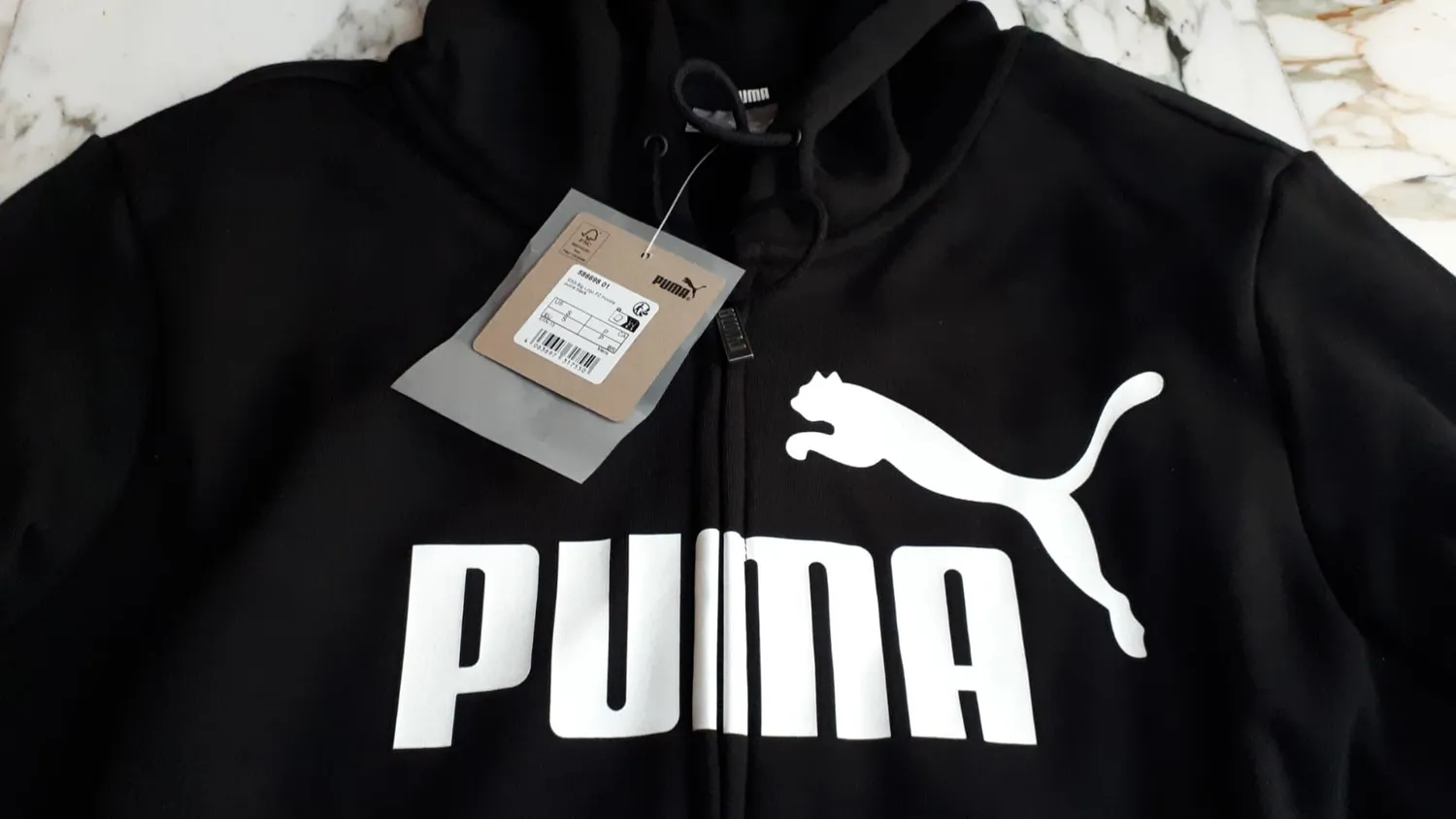 Puma Essentials Big Logo felpa uomo zip nera XL