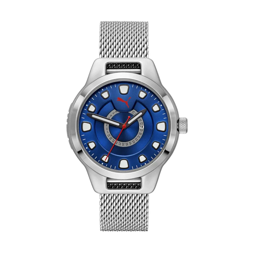 Puma Reset V1 P5005 Orologio Acciaio Argento Quadrante Blu