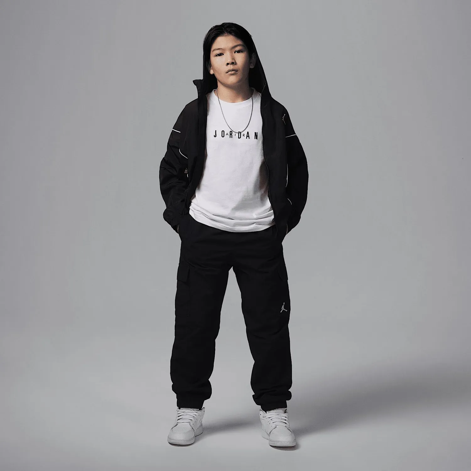 Jordan t-shirt bambini S bianca logo ricamato