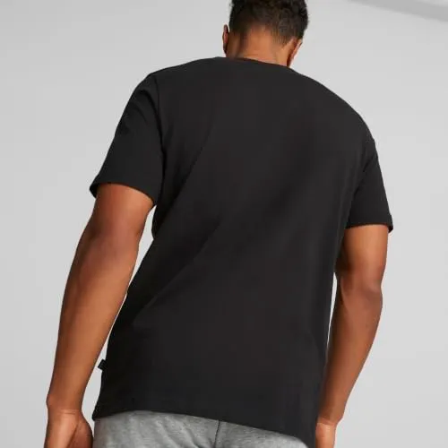 PUMA ESS Logo Tee T-Shirt S Nera Logo Bianco