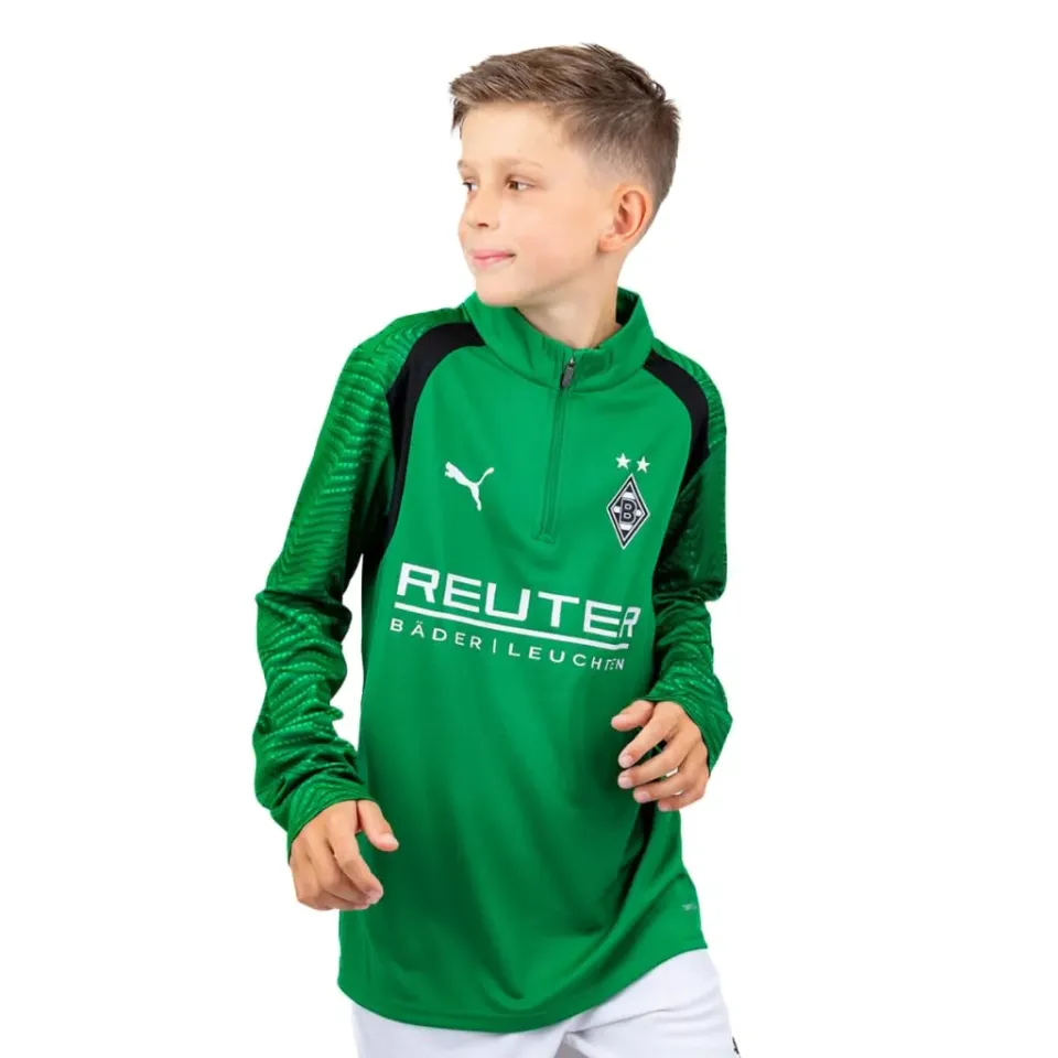 Puma Borussia Mönchengladbach 1/4 Zip Top Jr maglia 176 mezza zip