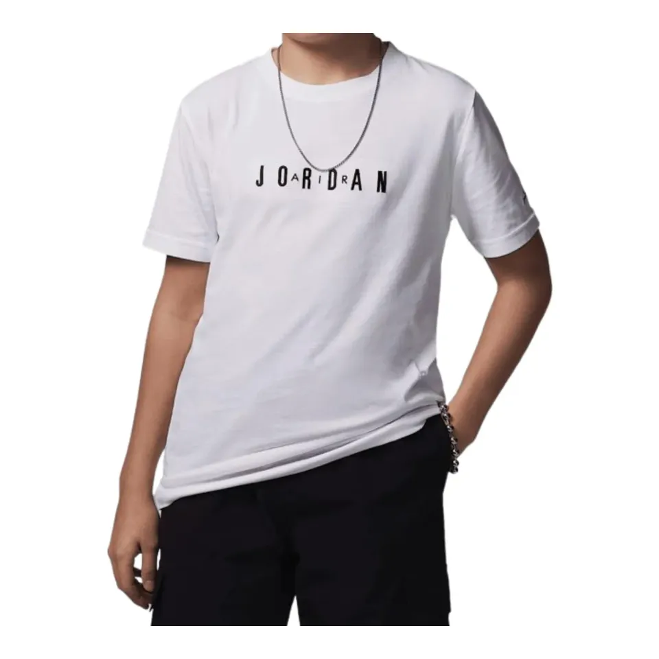 Jordan t-shirt bambini S bianca logo ricamato