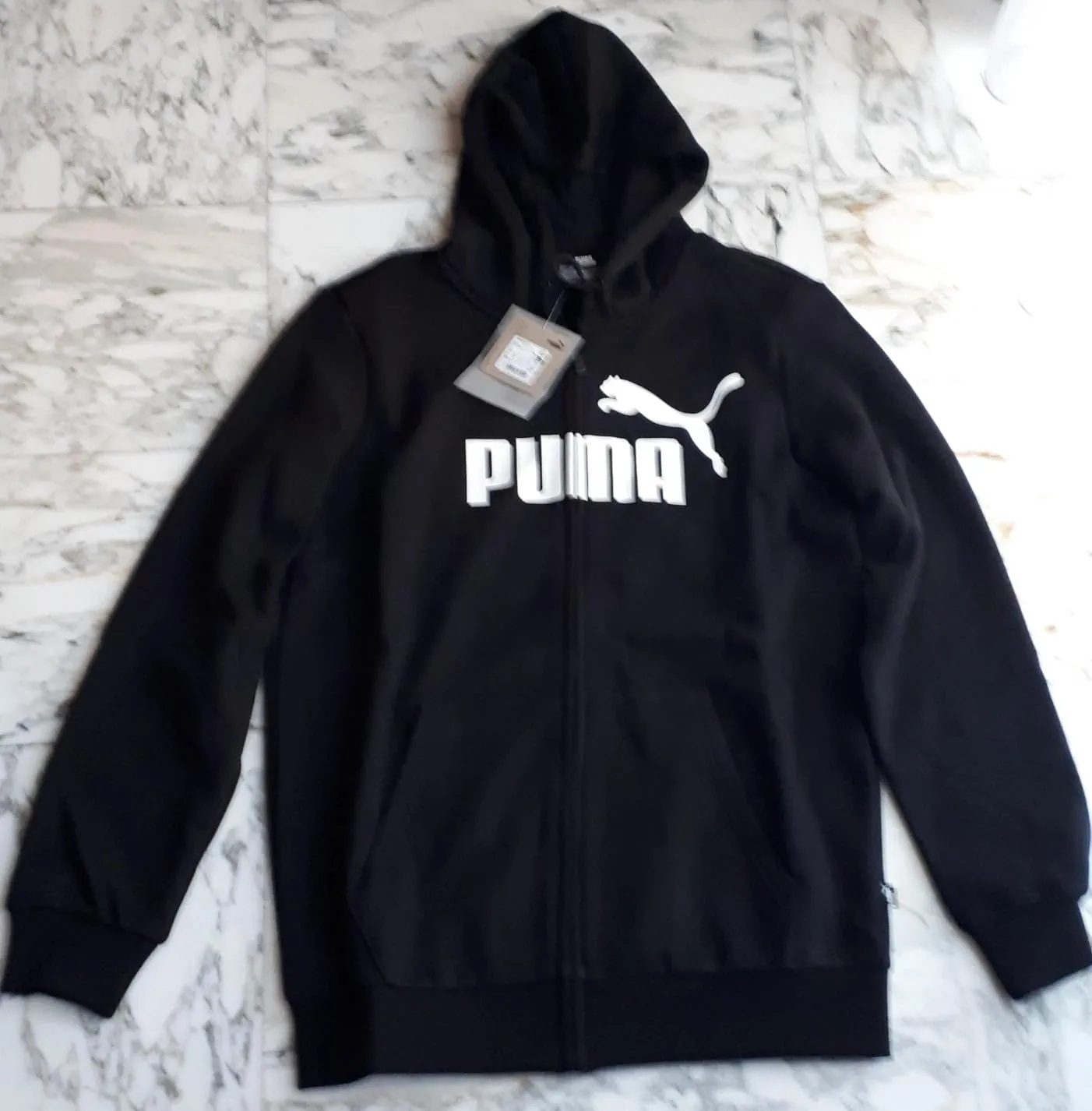 Puma Essentials Big Logo felpa uomo zip nera XL
