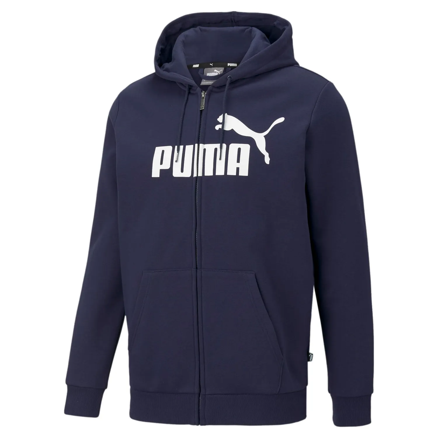 Puma Essentials Big Logo felpa uomo zip nera XL
