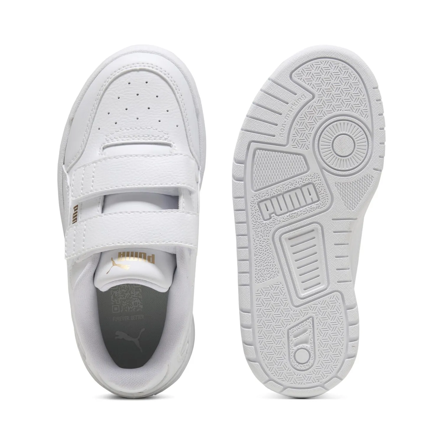 Puma Shuffle Downtown Lo V PS sneakers bimbi bianco oro