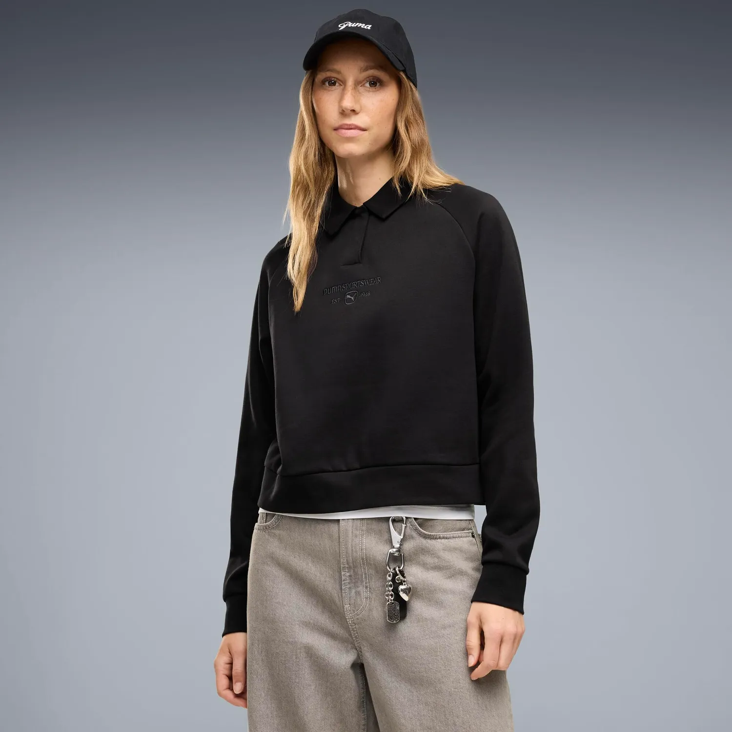 Puma Class Relaxed polo felpa donna White Glow Heather