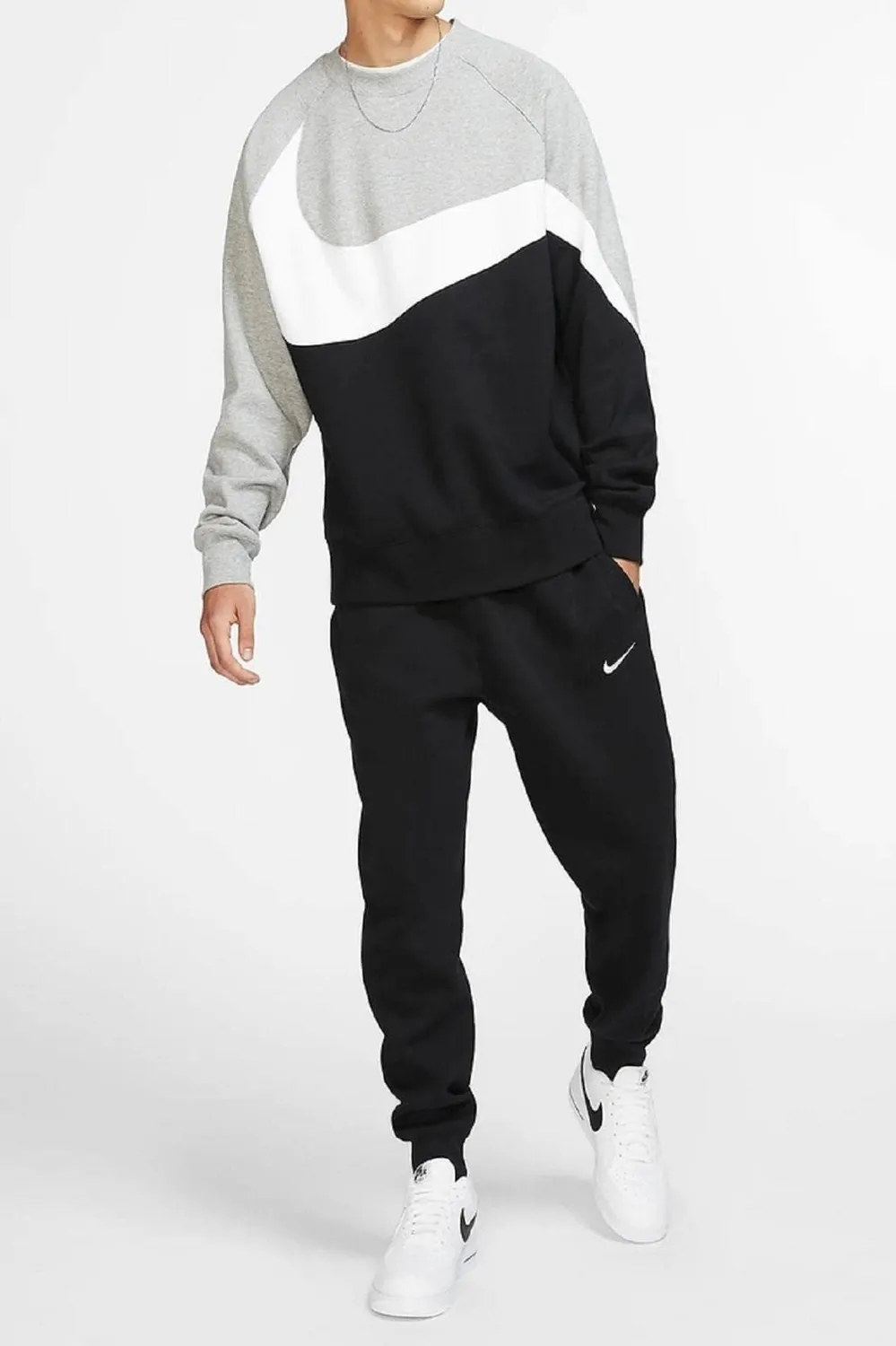 Nike Club Swoosh pantaloni tuta uomo pile grigi