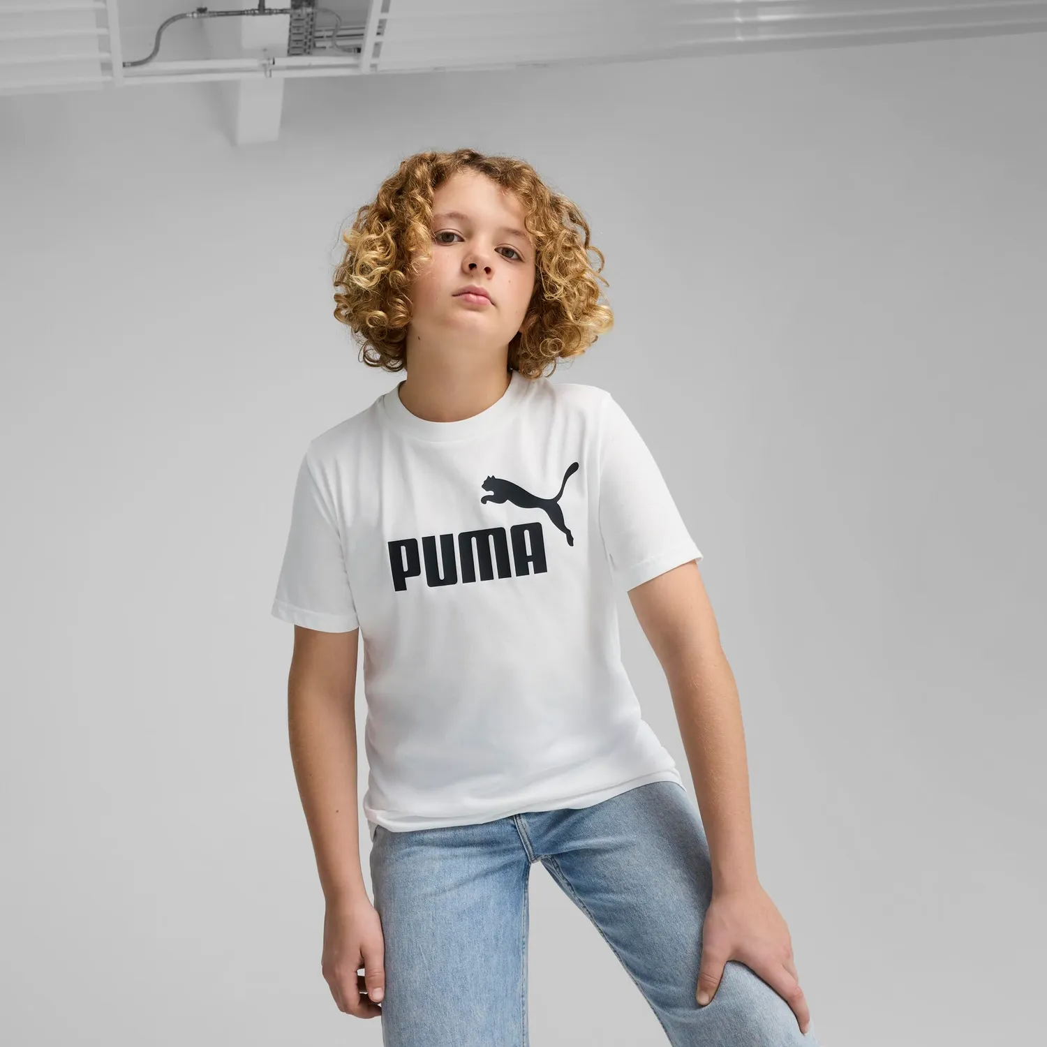 Puma Ess No.1 Logo t-shirt bambino bianco cotone taglia 176