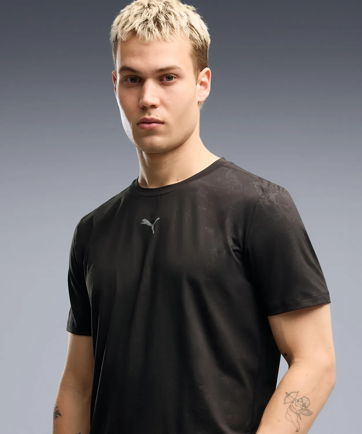Puma Cloudspun maglietta uomo nera stampa rilievo