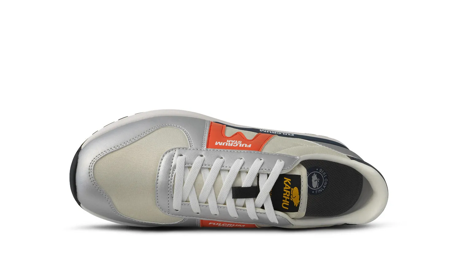 Karhu Fulcrum Star sneakers Silver Spicy Orange vegane