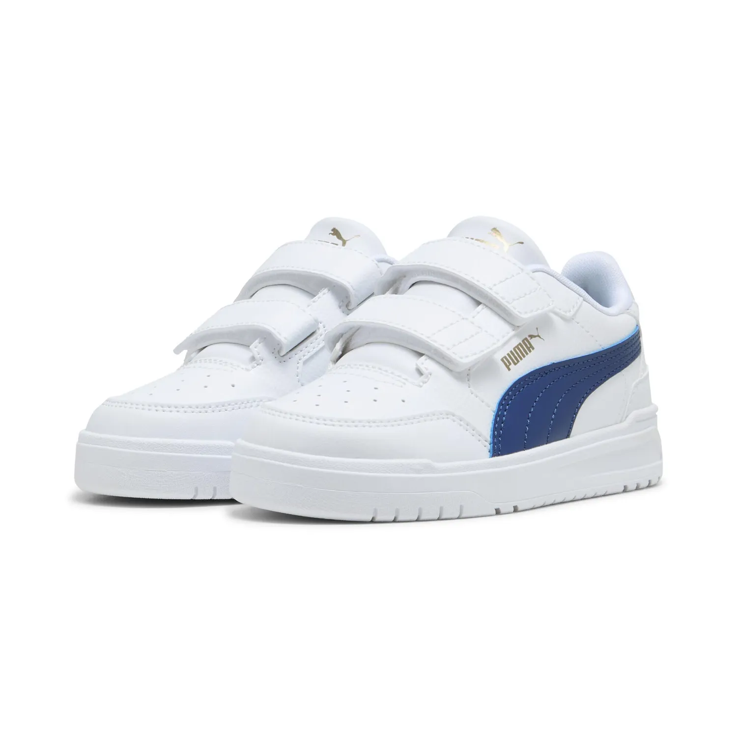 Puma Shuffle Downtown Lo V PS sneakers bimbi bianco oro