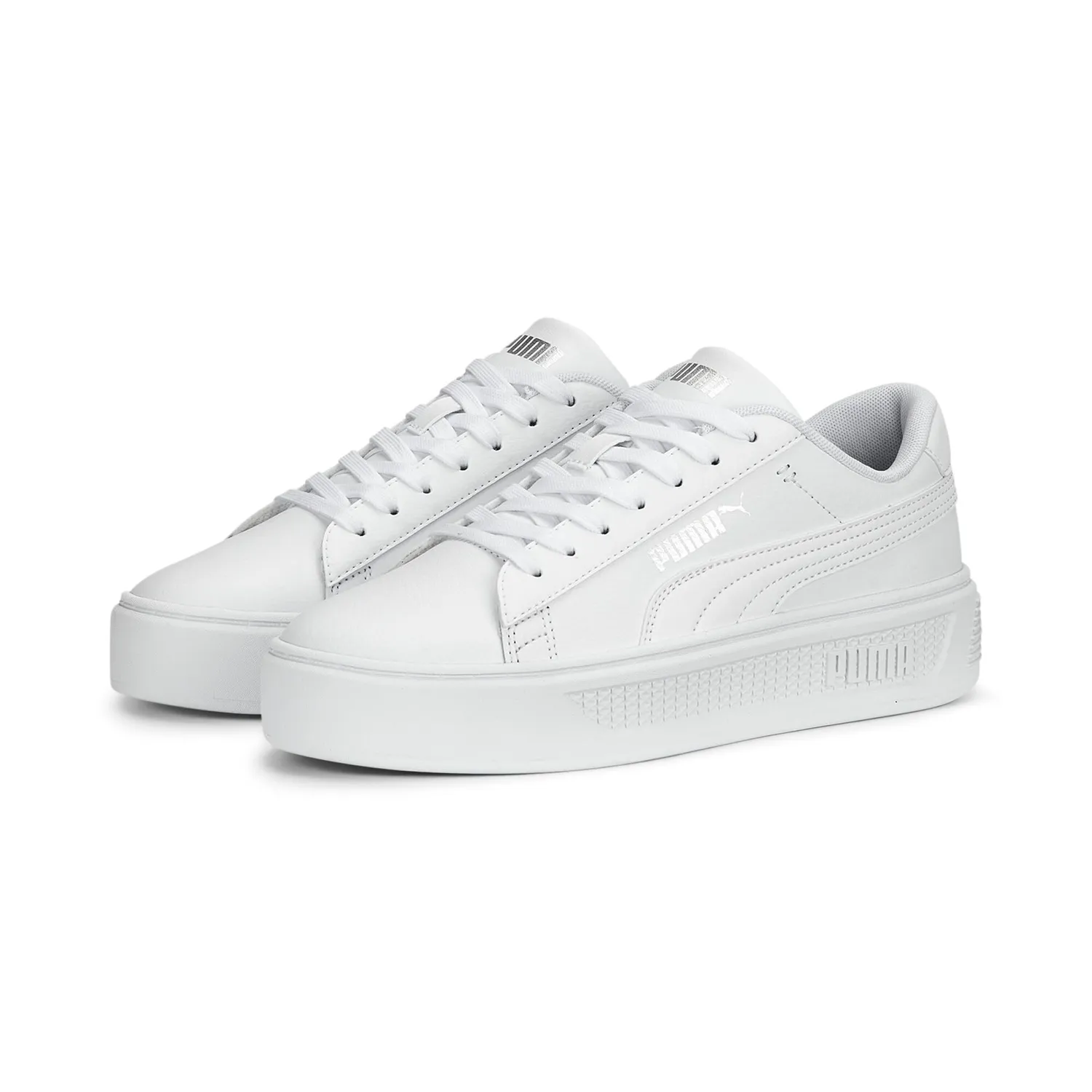 Puma Smash Platform V3 sneakers donna bianco argento plateau