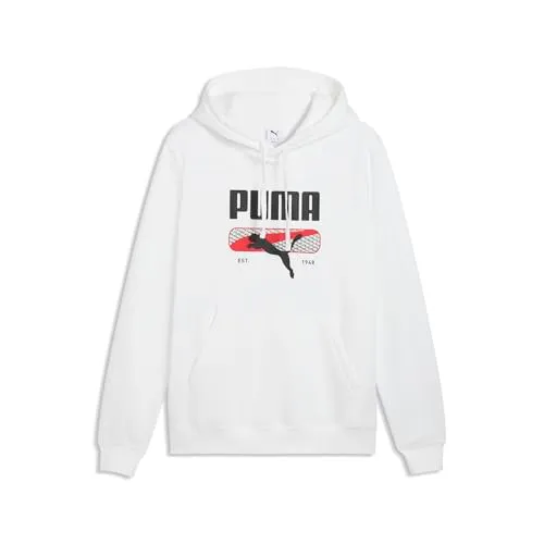 PUMA Sport Logo Play FL felpa cappuccio uomo bianca