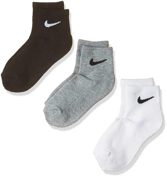 Nike Basic Pack Ankle calzini bambino bianco 3 paia EU 27-35