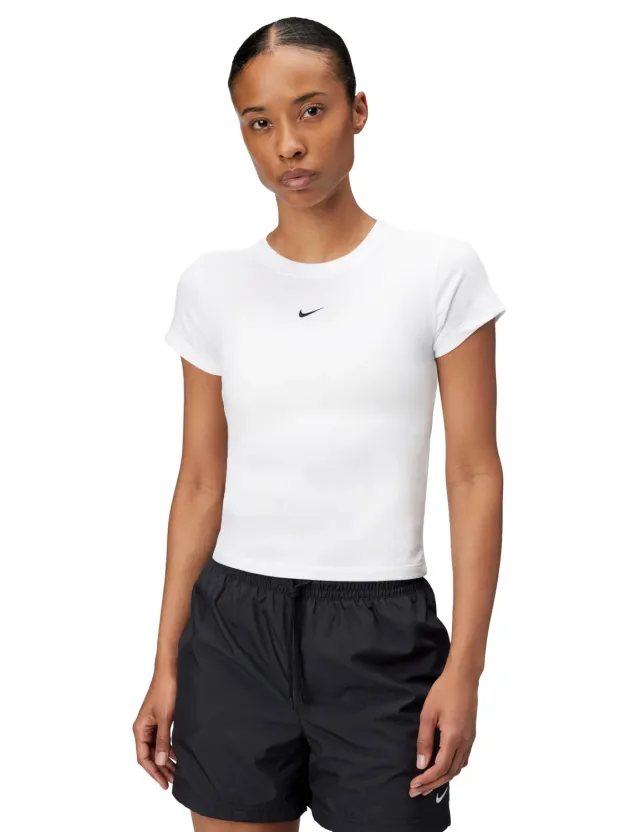 Nike Chill Knit top corto donna bianco nero modal