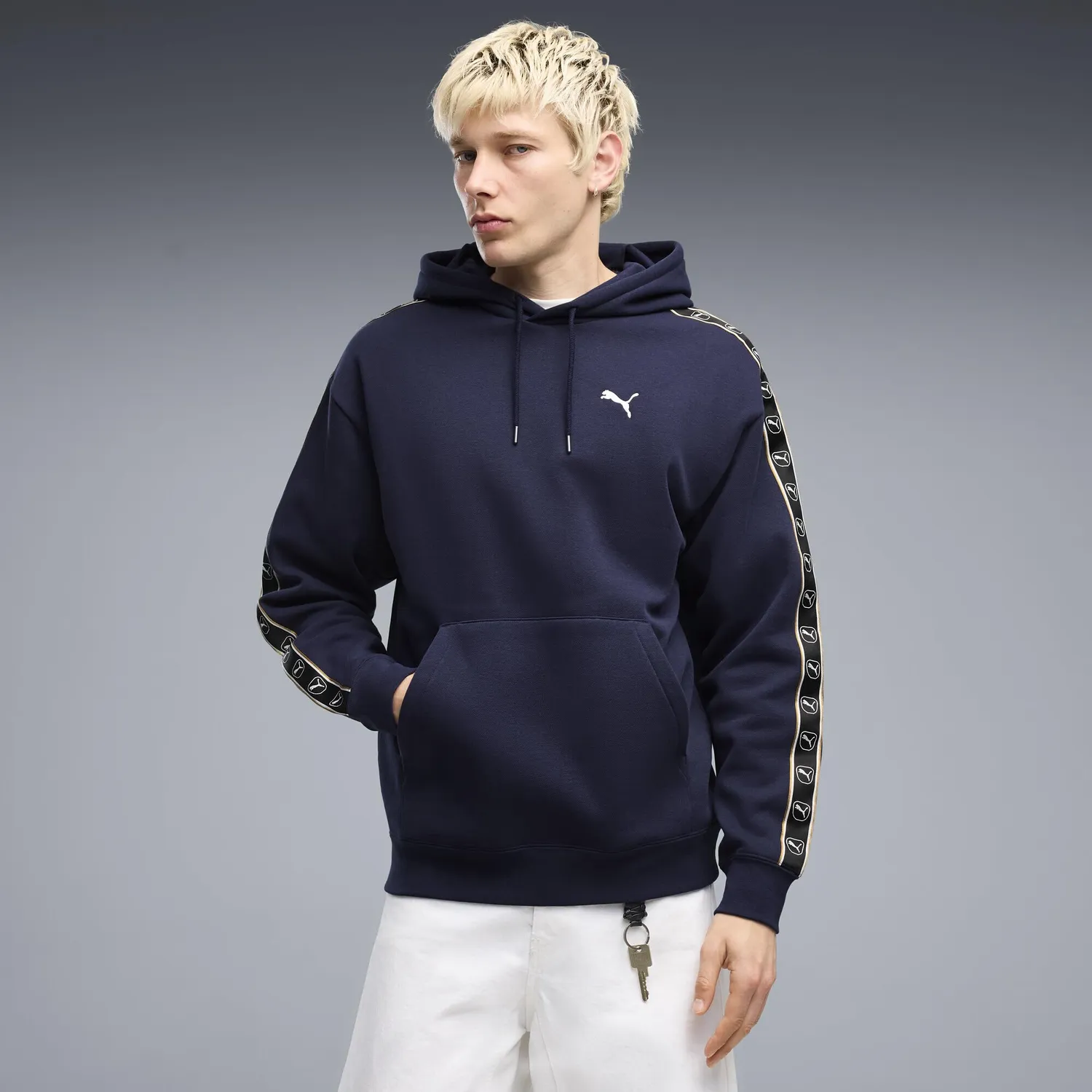PUMA ESS Elevated Tape Relaxed felpa cappuccio uomo pile