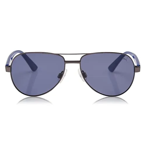 Puma PJ 0027S occhiali da sole pilota ruthenium/blue