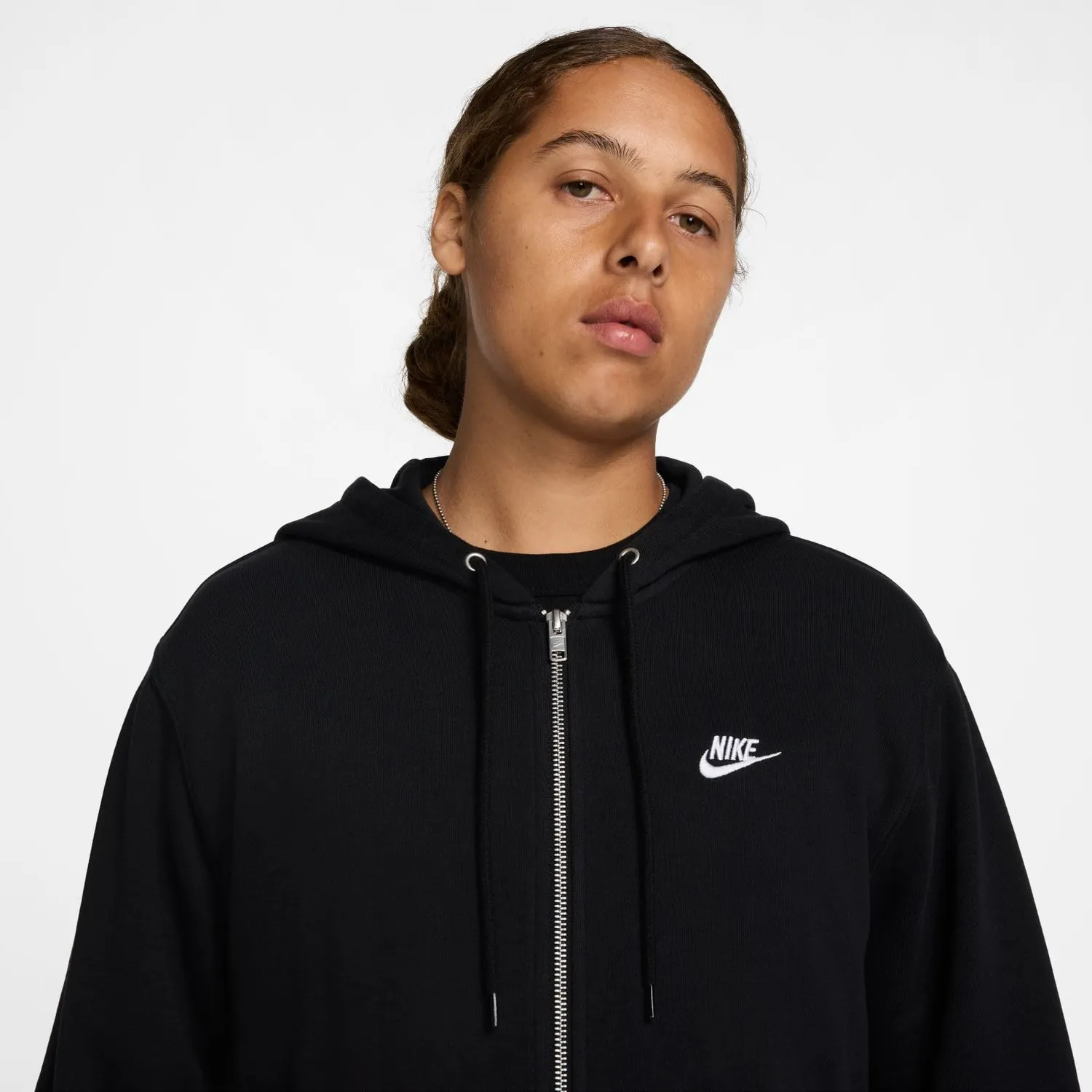 Nike Club felpa zip uomo XS nera french terry