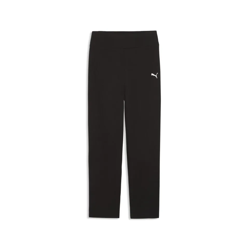 Puma Ess Elevated Rib Pants G pantaloni costine vita alta nero