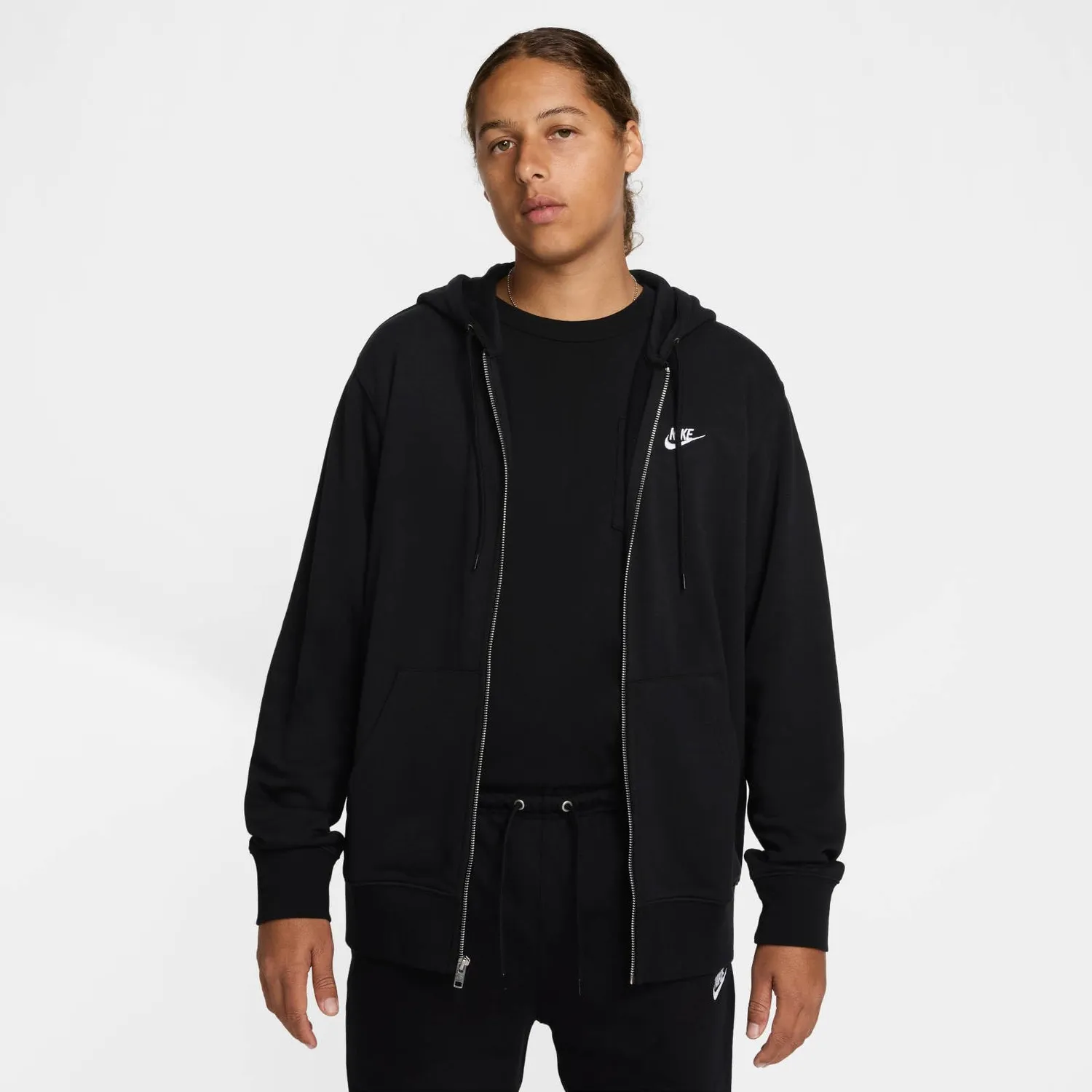Nike Club felpa zip uomo XS nera french terry