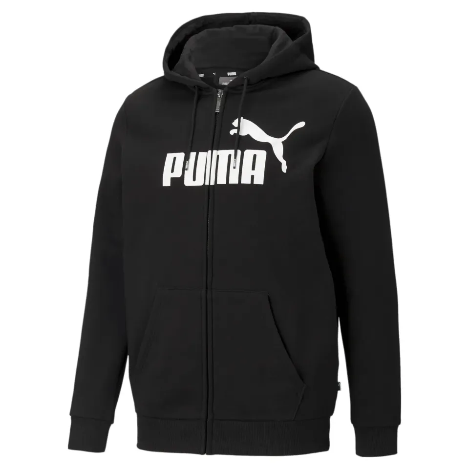 Puma Essentials Big Logo felpa uomo zip nera XL
