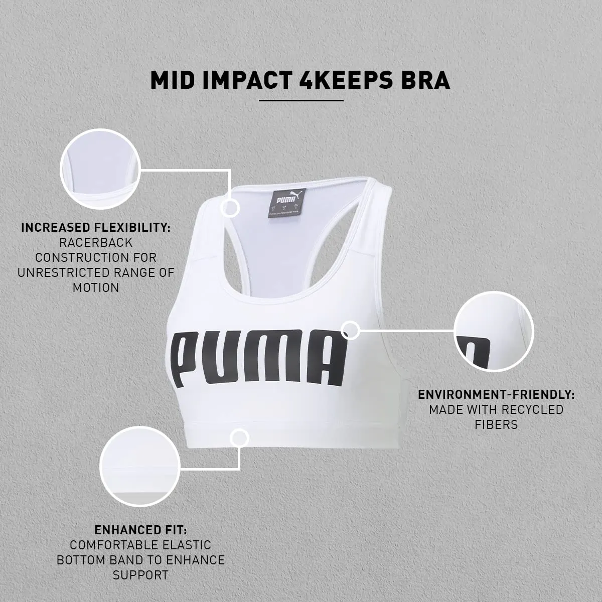 Puma 4Keeps Mid Impact reggiseno sportivo bianco sostegno medio