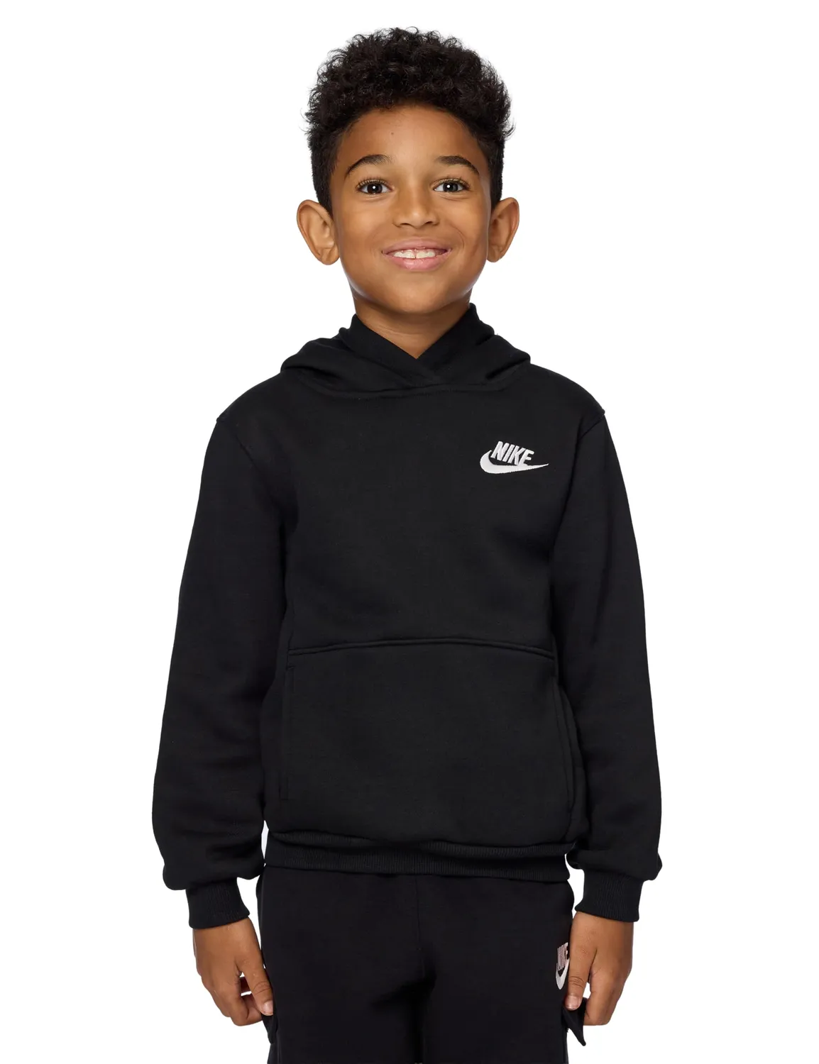 Nike Club Fleece Lbr felpa cappuccio bimbo nero 2-3 anni