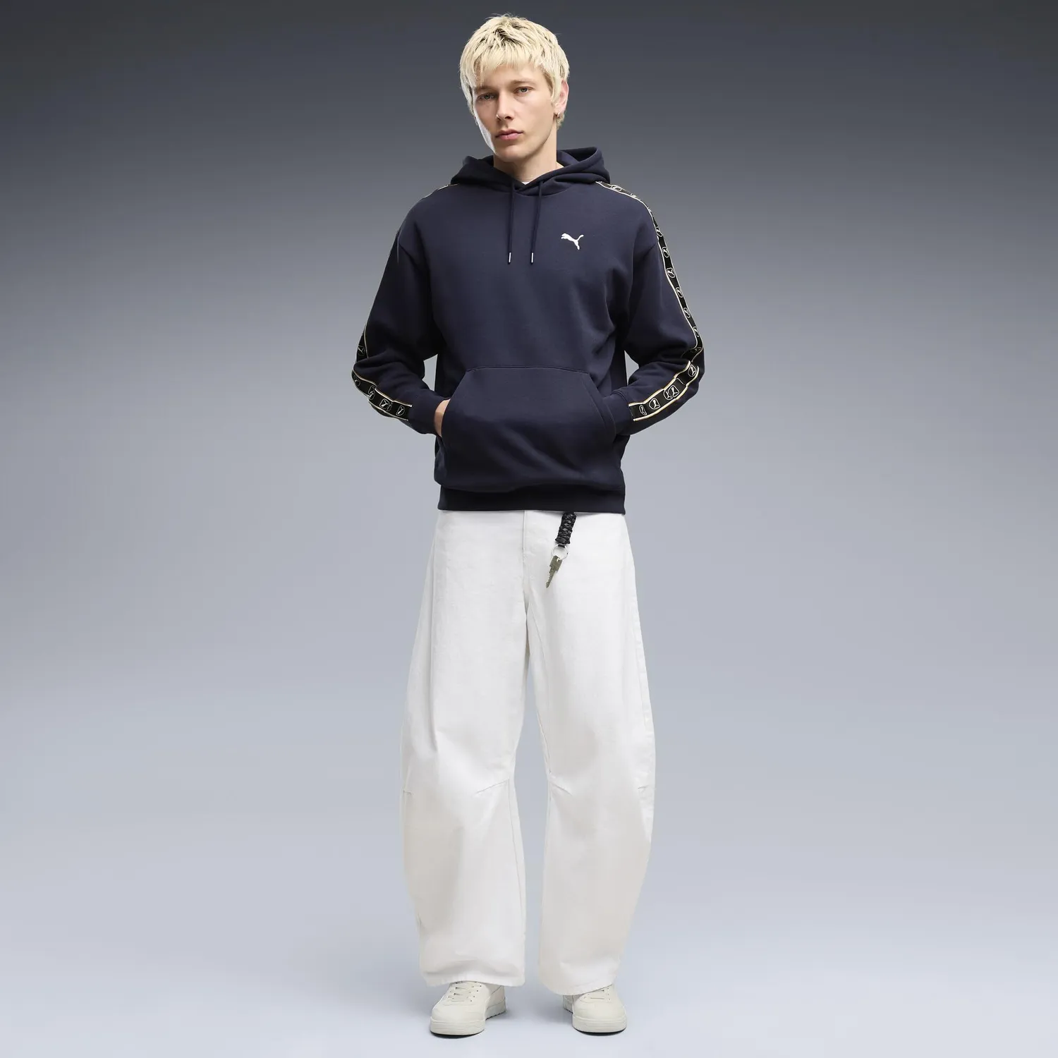 PUMA ESS Elevated Tape Relaxed felpa cappuccio uomo pile
