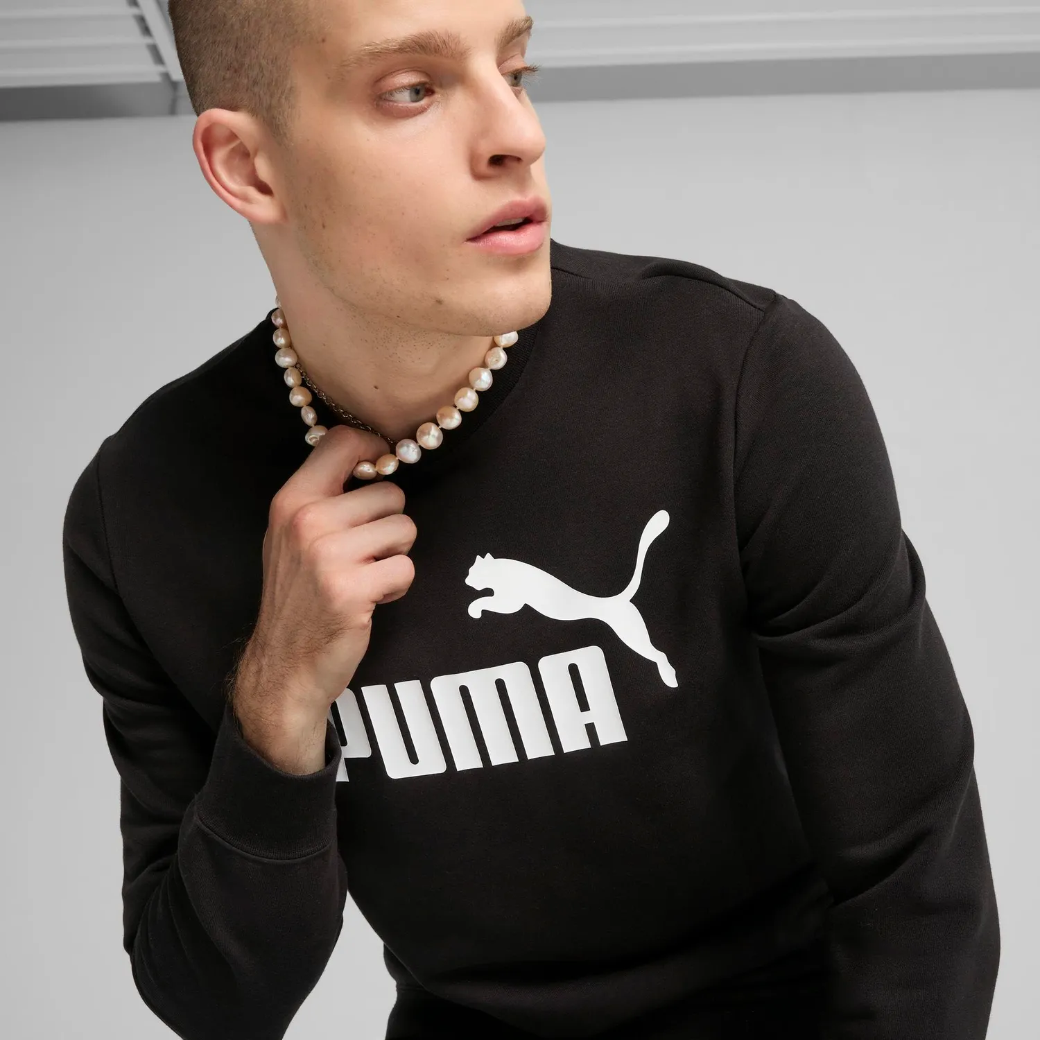 PUMA ESS No.1 Logo Crew felpa girocollo nera S