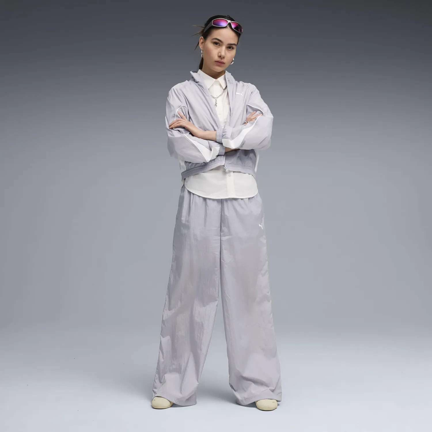 Puma Sport Relaxed Woven Pantaloni Donna Vibrant Silver
