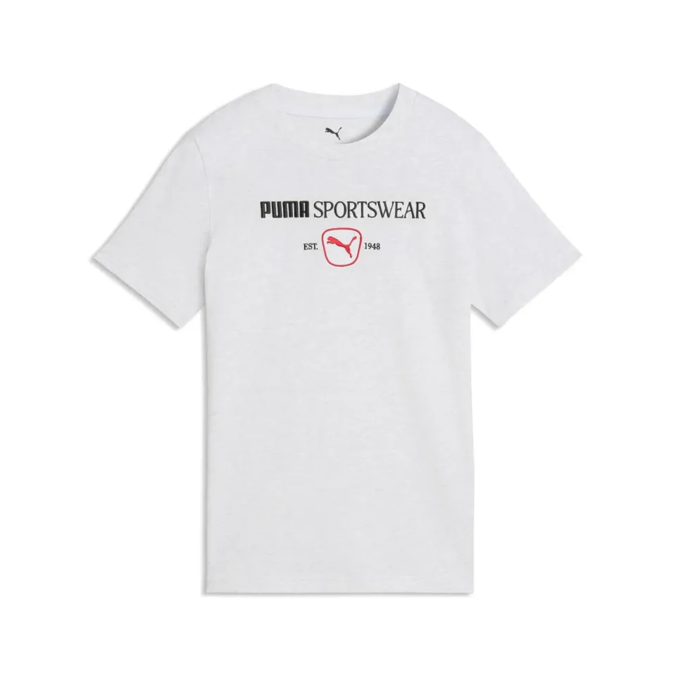 Puma Class Graphic Tee B maglietta ragazzo White Glow Heather