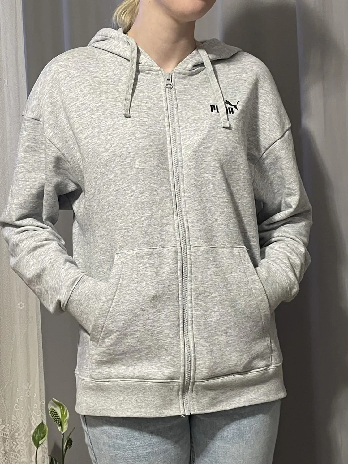 Puma Ess Small Logo Hoodie felpa zip ragazza taglia S