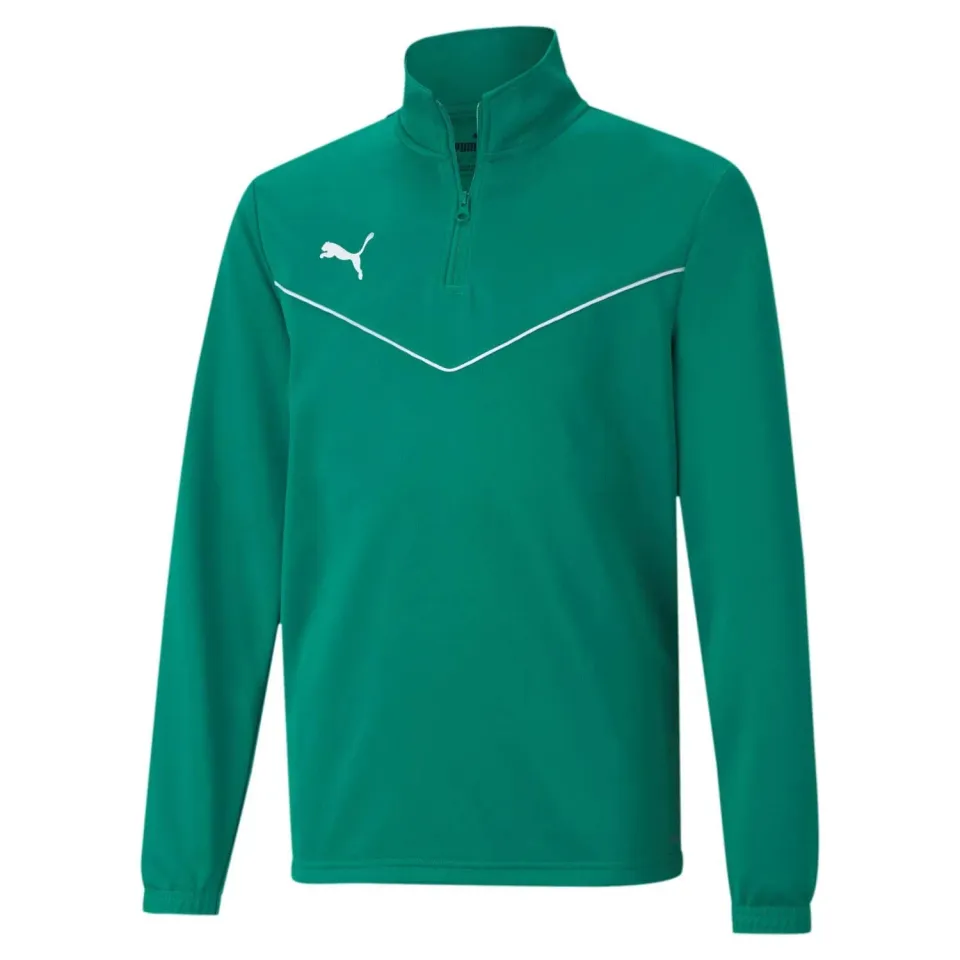 Puma Teamrise 1/4 Zip Top Jr felpa calcio verde kids