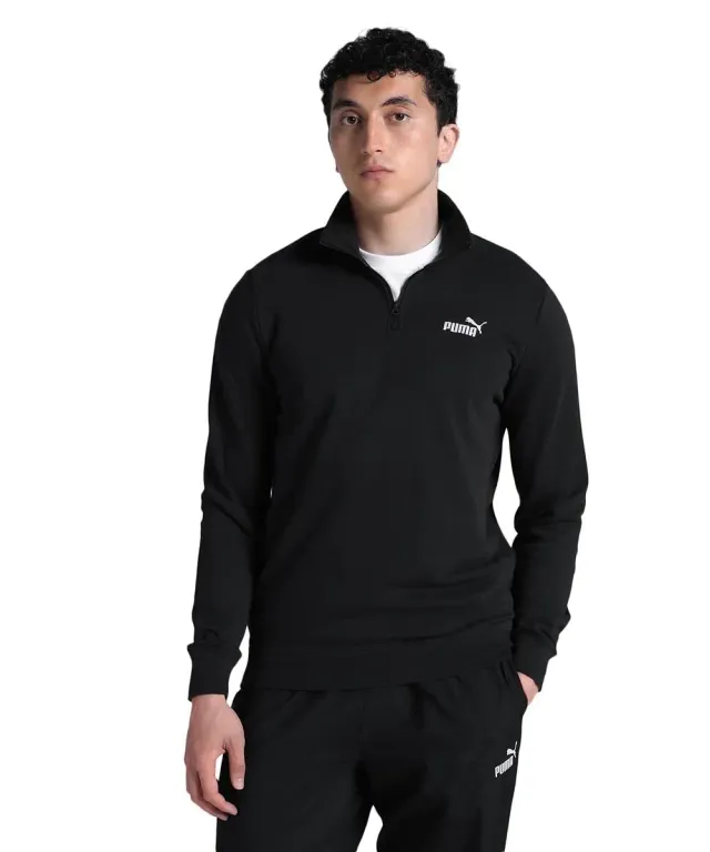 PUMA ESS No.1 Logo Half-Zip TR felpa uomo nera