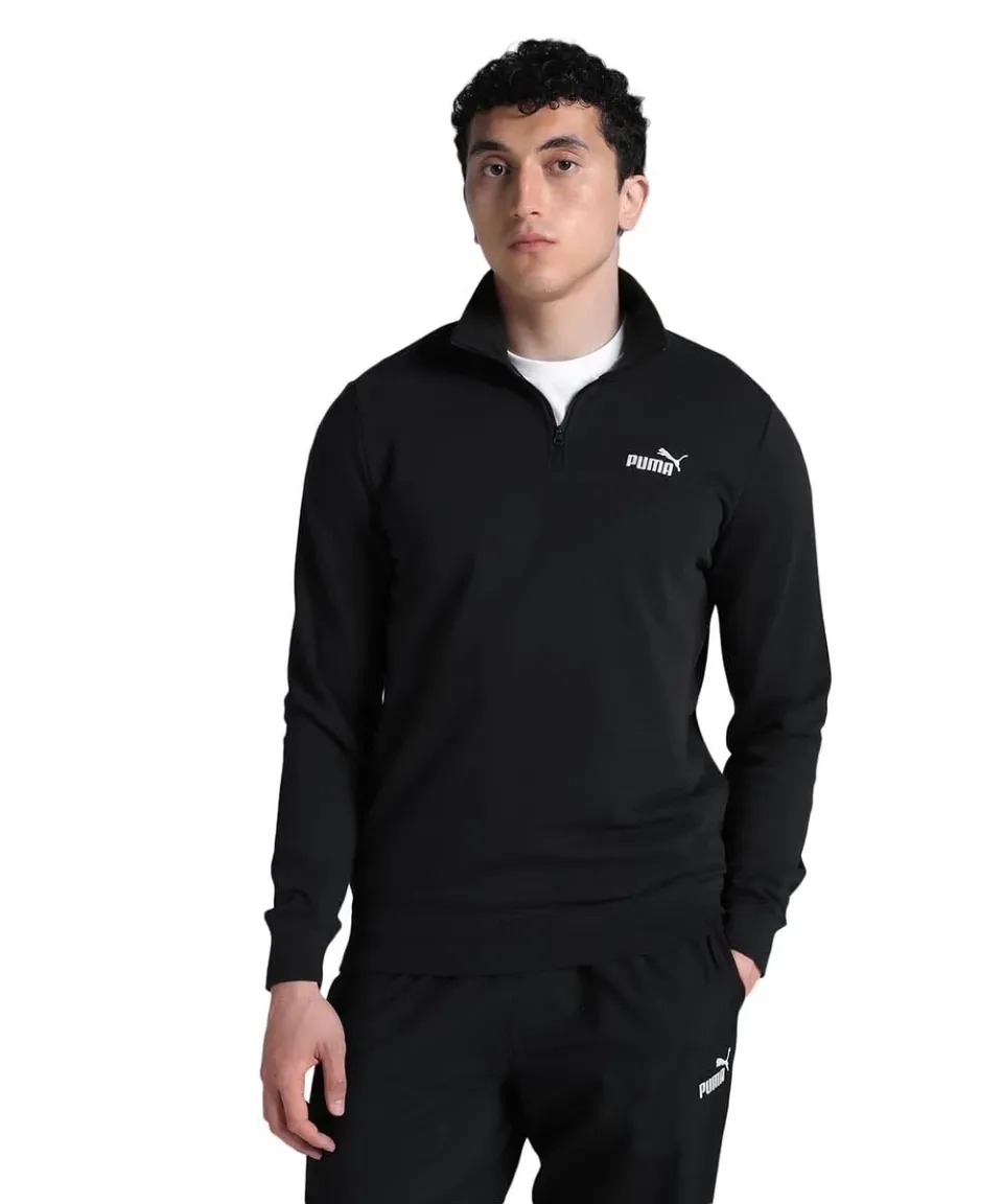 PUMA ESS No.1 Logo Half-Zip TR felpa uomo nera
