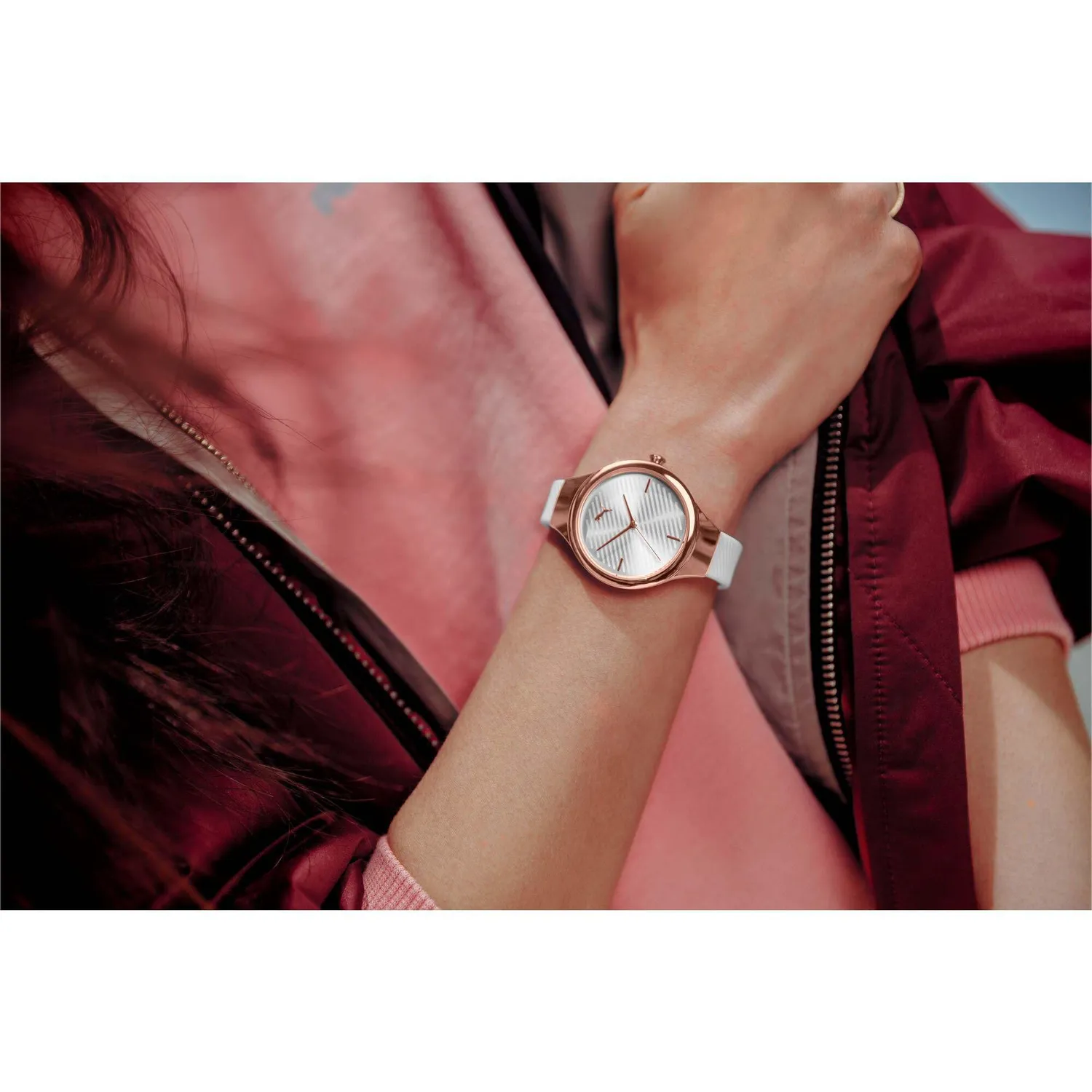 PUMA Contour orologio donna bianco oro rosa quarzo