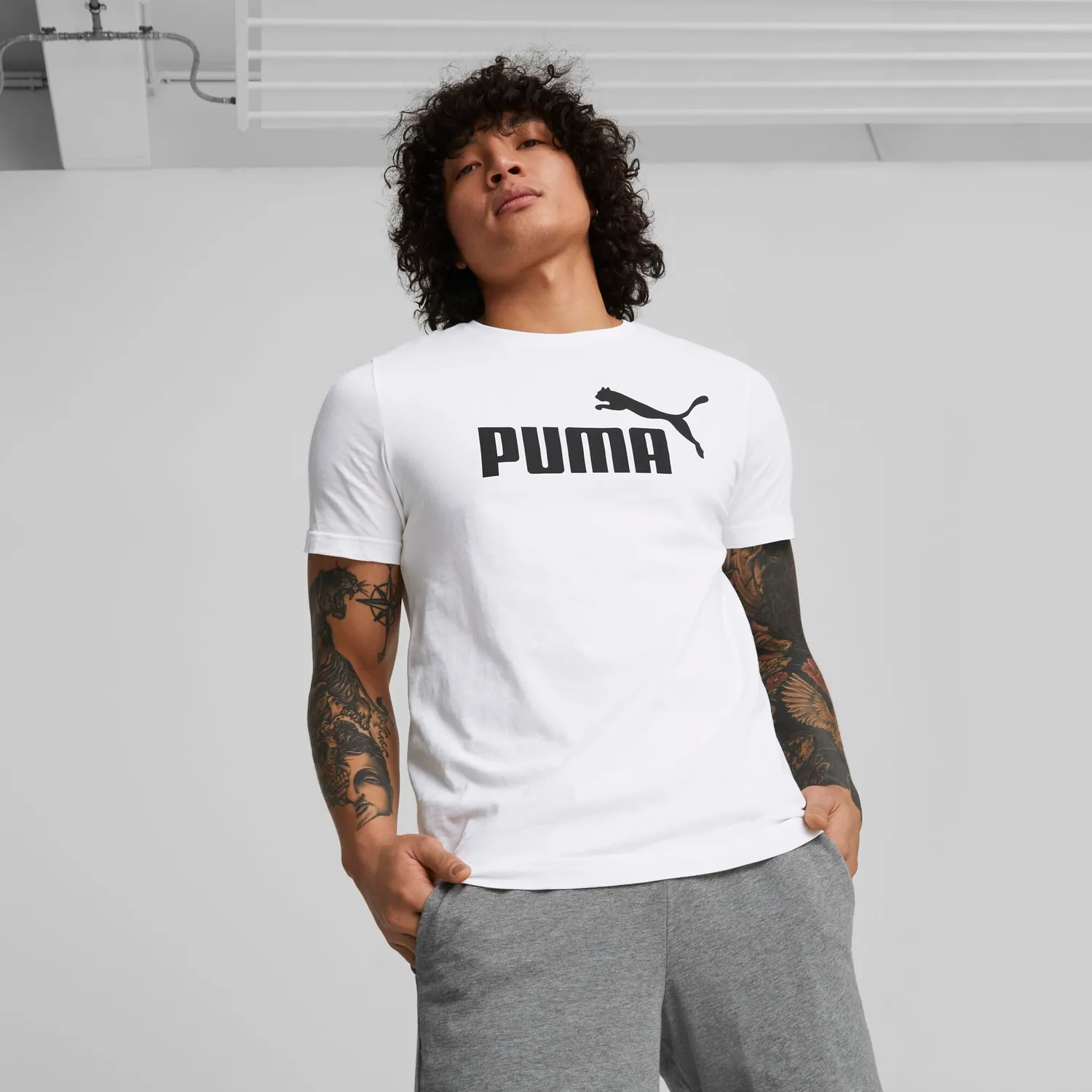 Puma Ess Small Logo Tee t-shirt bianca taglia S