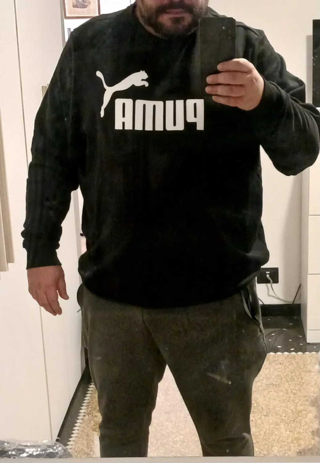 Puma Ess Big Logo Crew felpa uomo girocollo cotone